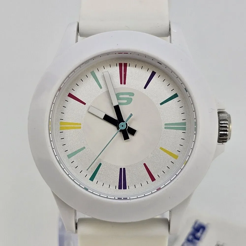 Sketchers Women's Watch‎ 40MM White Dial White Plastic Bands New Battery